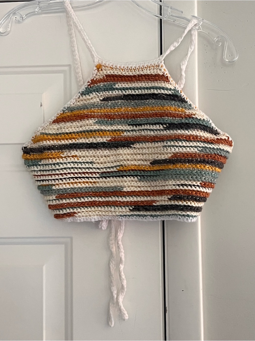 Crocheted stripped halter top size small
